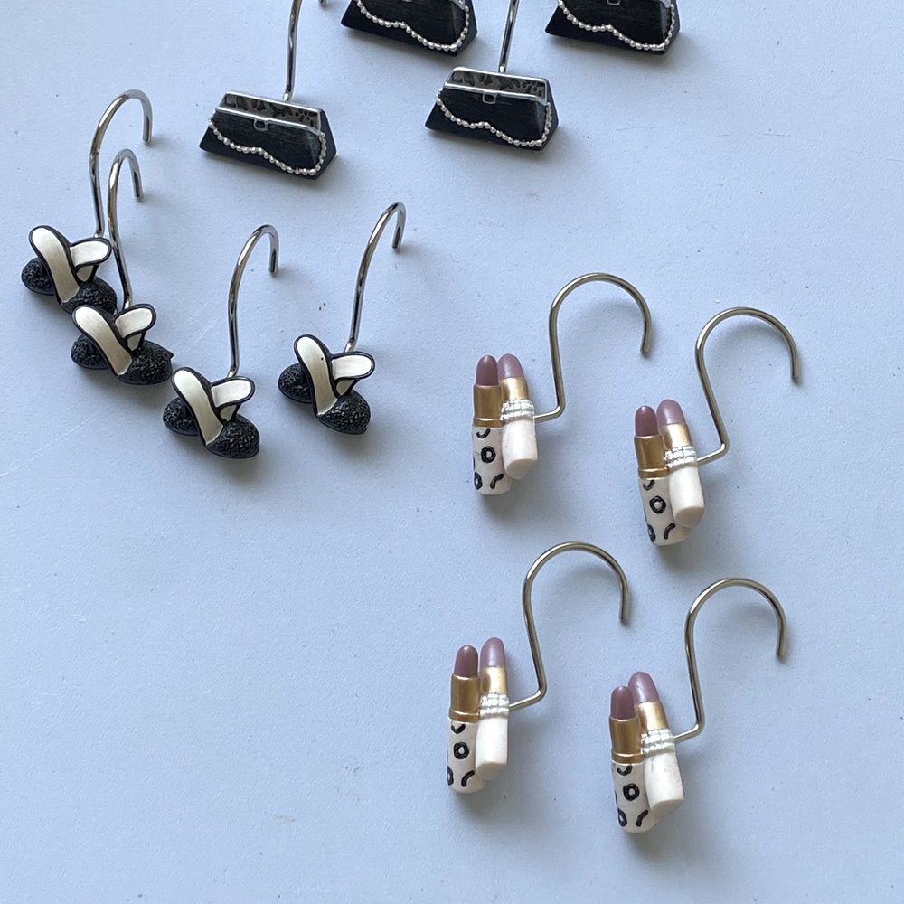 Set /12 Glam Shower curtain hooks 💄 👛